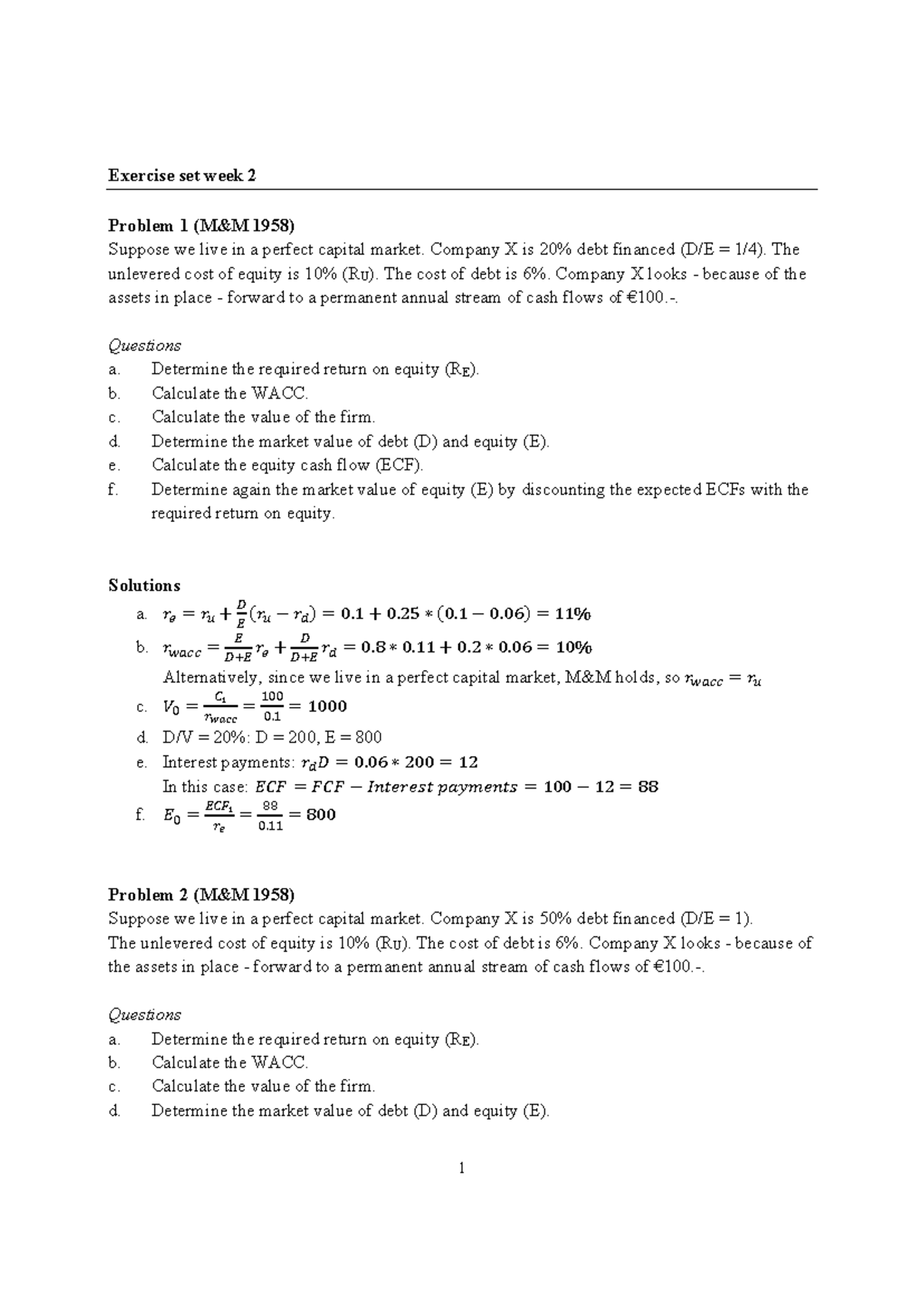 AFM 2023 Exercise Set Week 2: Problems & Solutions - Studeersnel