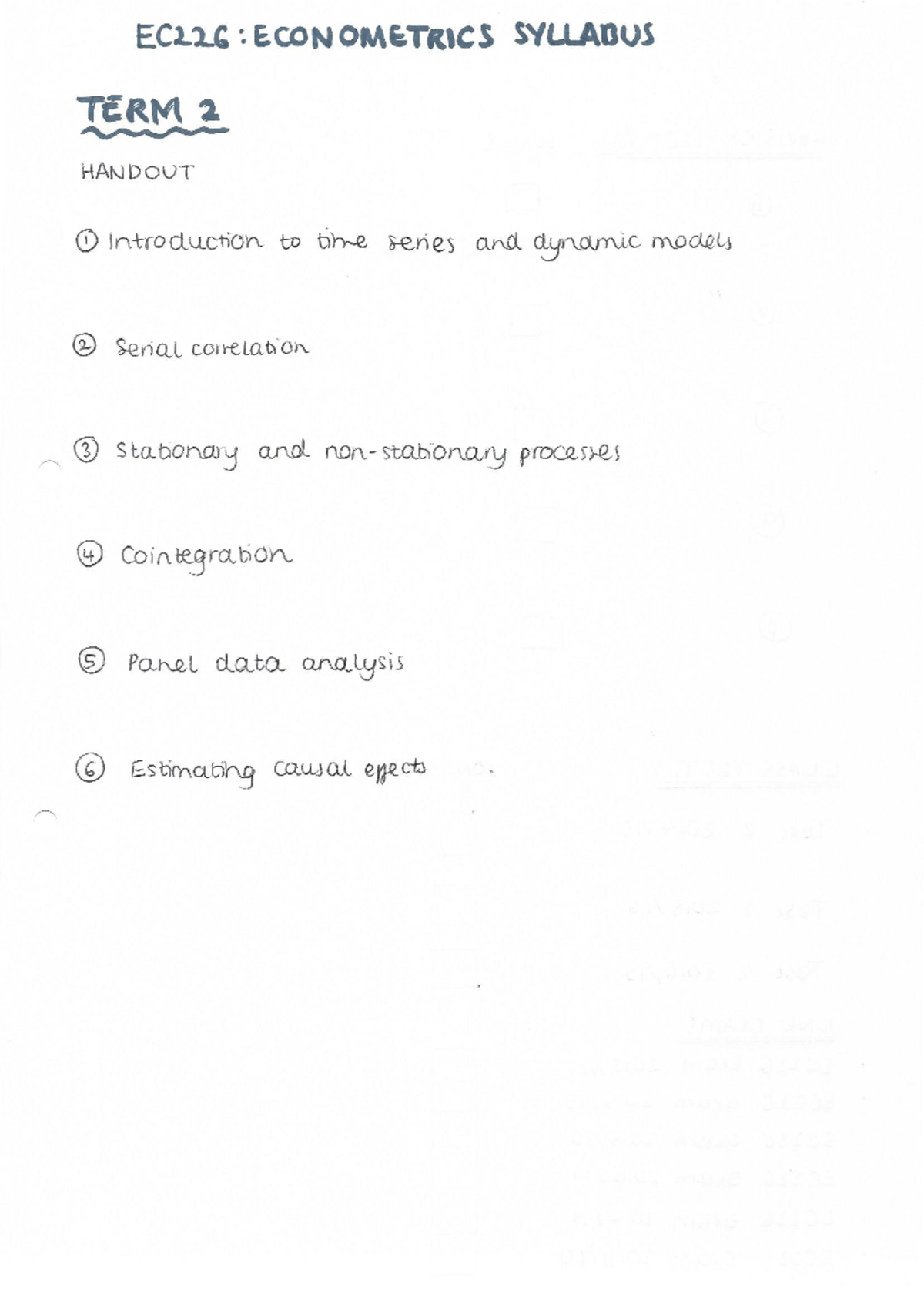 EC226 Term 2 - Essential Notes for Tests & Exams - Studocu