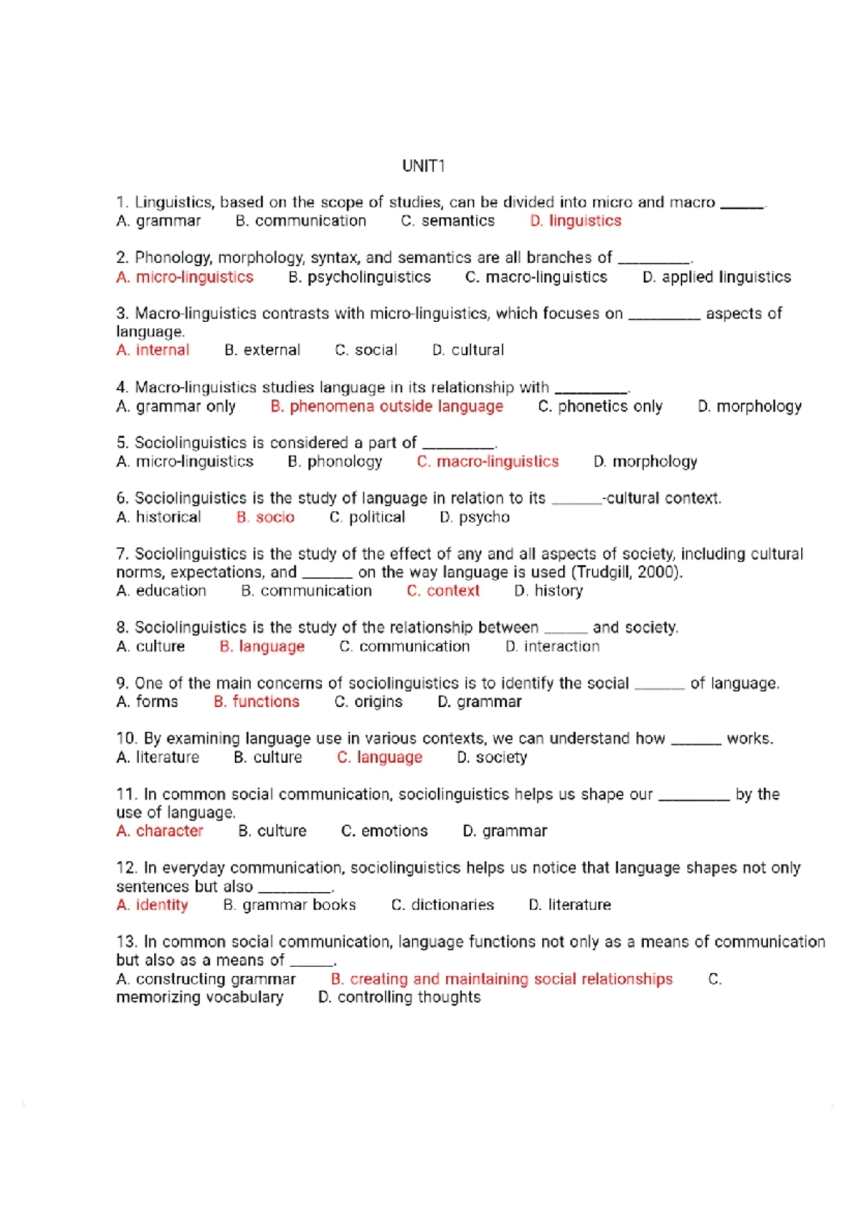 Linguistics Unit 1: Key Concepts and Branches Overview - Studocu