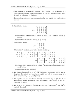 語学・辞書・学習参考書 Matrix Algebra (Econometric Exercises 1) Matrix Algebra (econometrics) - FEB21019X - EUR - Studeersnel
