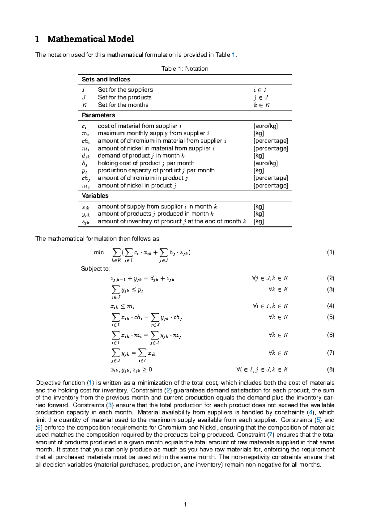 Mathematical Model Formulation for Deel A Opdracht - Studeersnel