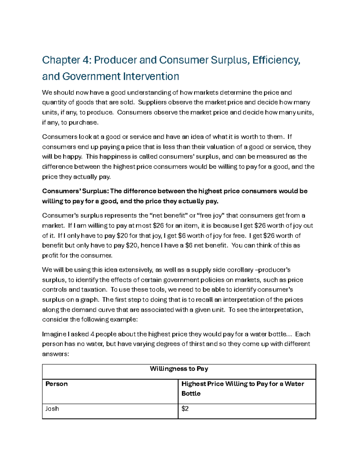 Chapter 4: Producer & Consumer Surplus Analysis in Economics - Studocu