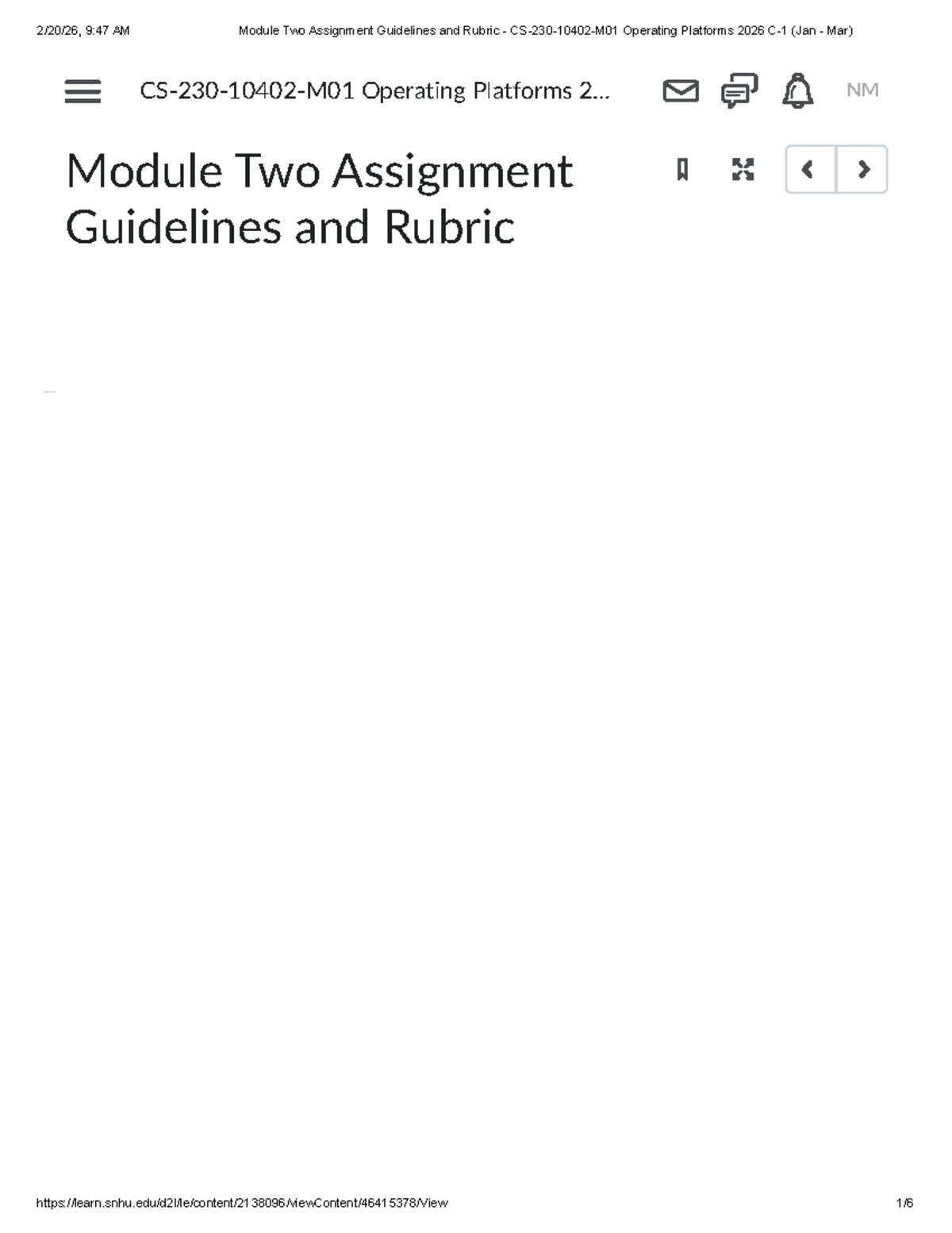 Module Two Assignment Guidelines & Rubric - CS 230 Operating Platforms ...