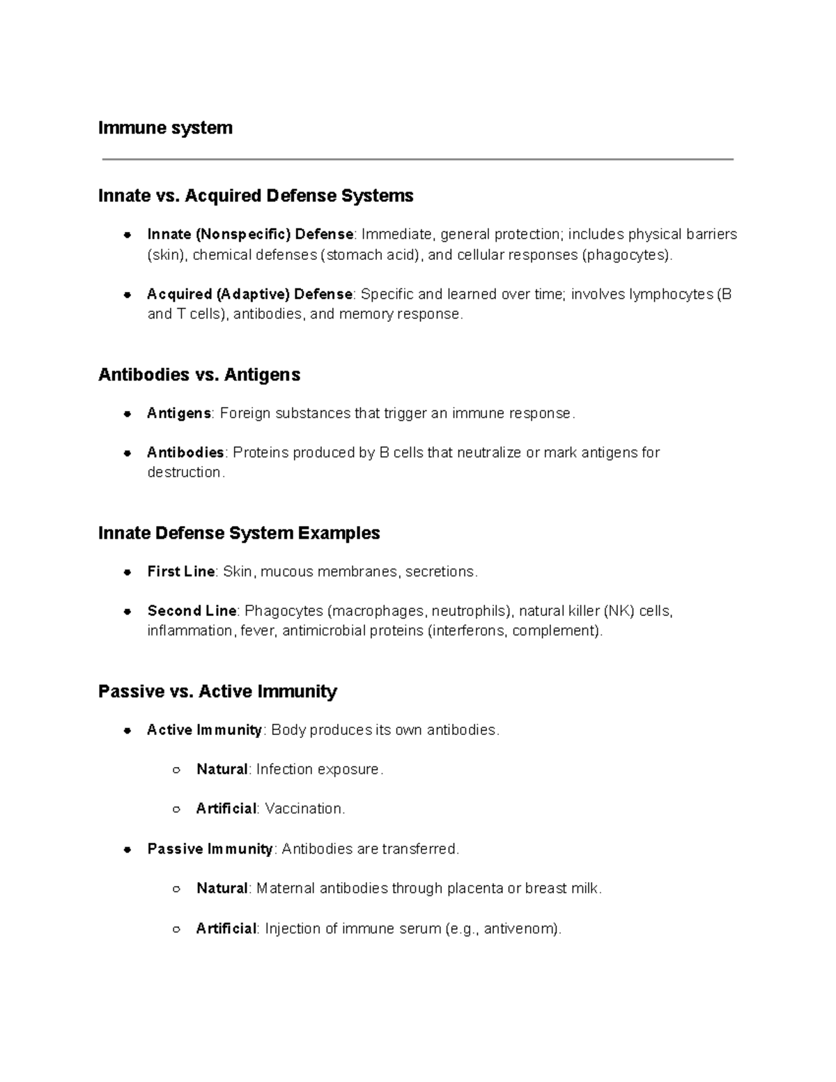 Immune System Study Guide (BIO 101): Innate vs. Acquired Defenses ...