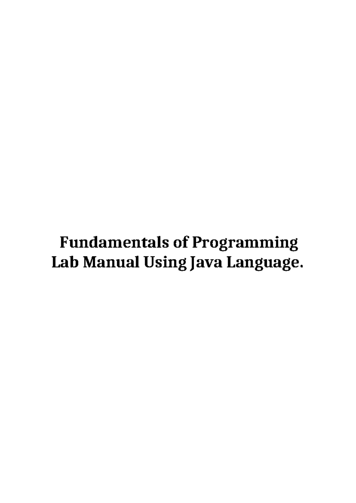 Lab Manual: Fundamentals of Programming in Java (CS Course) - Studocu