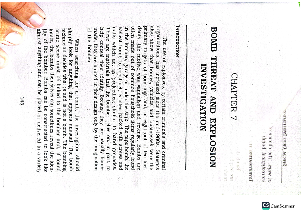 Chapter 7: Bomb Threat & Explosion Investigation (CS 101) - Studocu