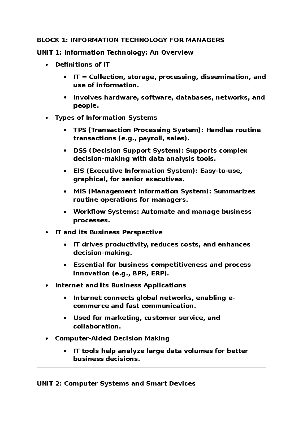 MMPC 8 ITpoints: Overview of IT for Managers and Systems Analysis - Studocu