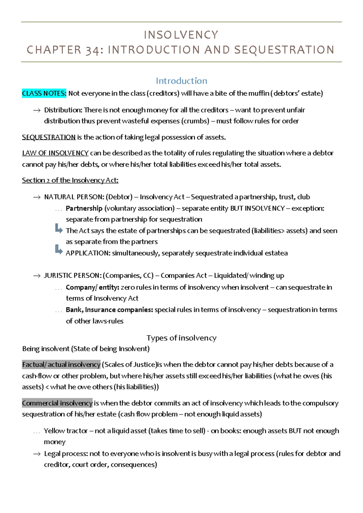 BER 220 Summary of Themes 2 and 4: Suretyship and Labour Law Insights ...