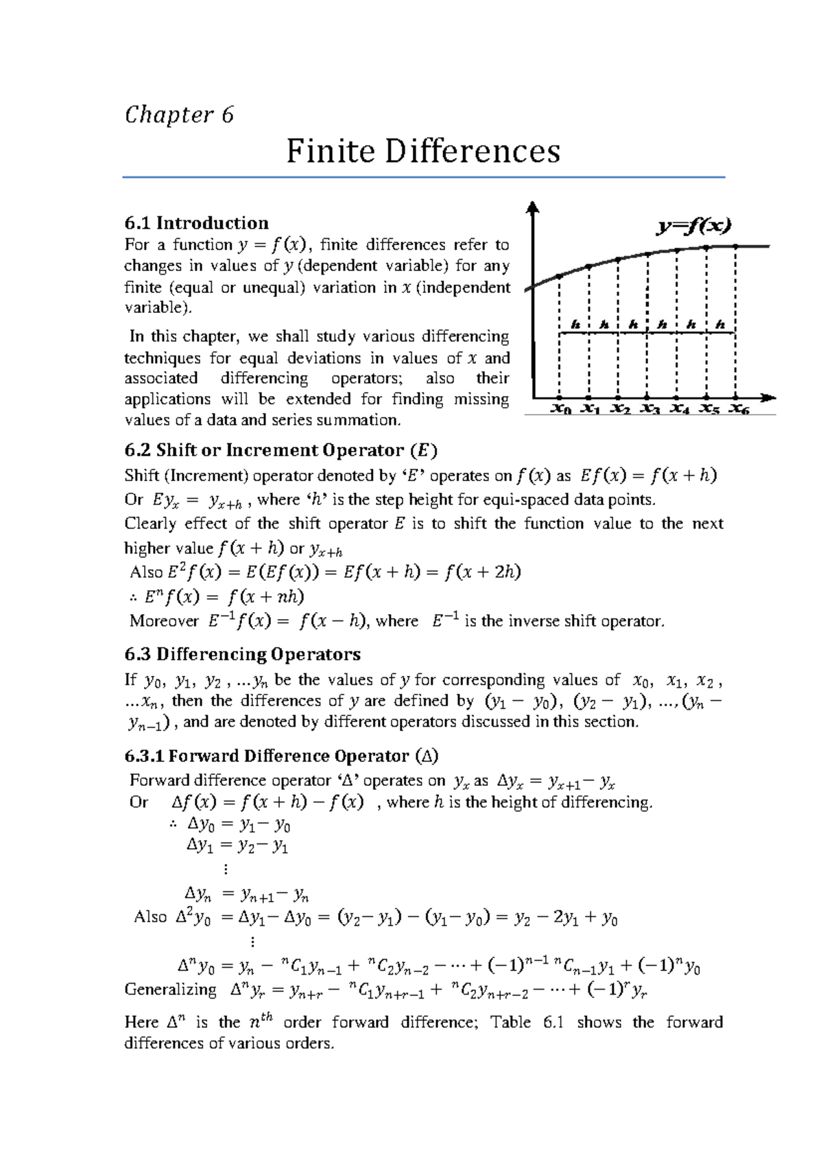 Finite Differences Explained - Chapter 6 Notes - Studocu