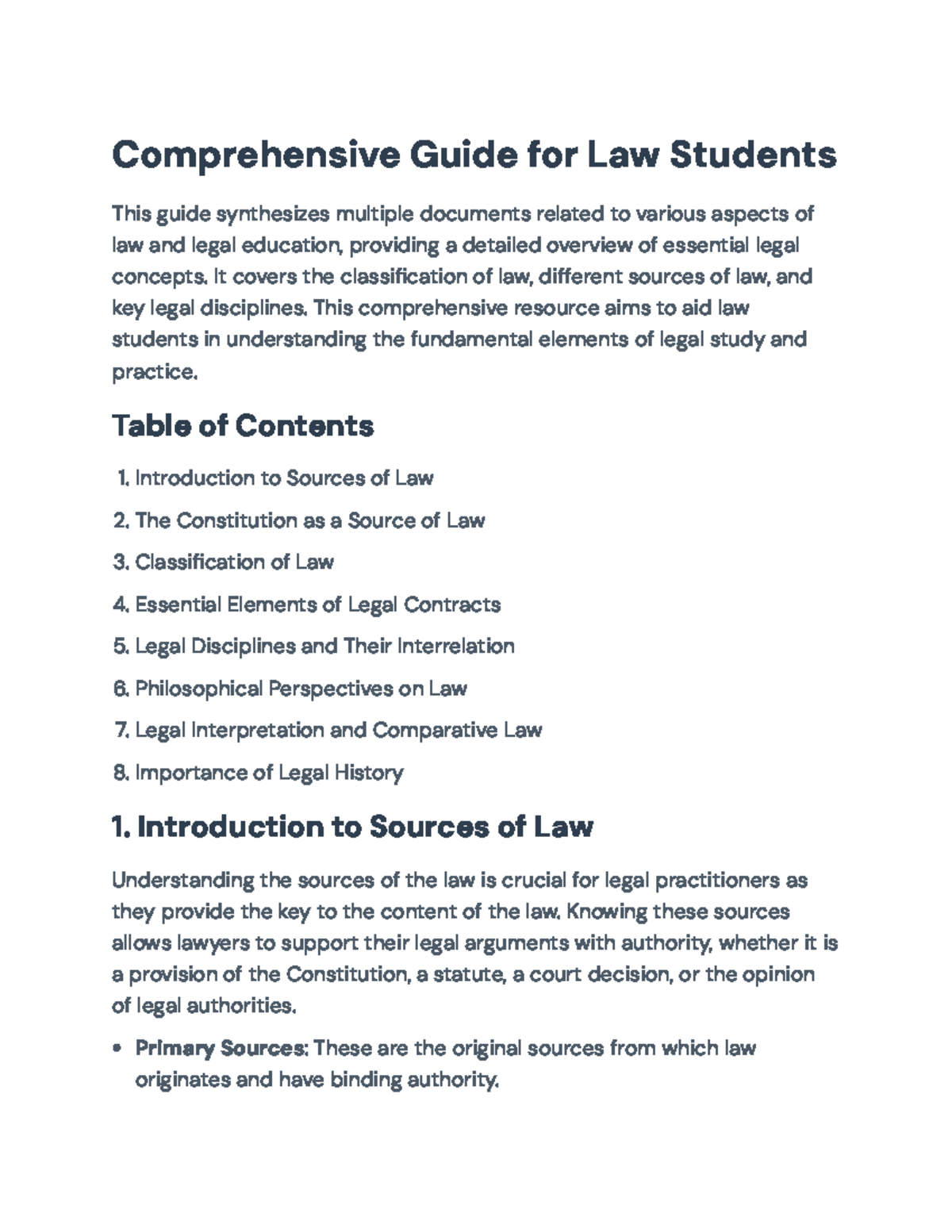 Comprehensive Legal Study Guide for Law Students (Course Code: LAW101 ...