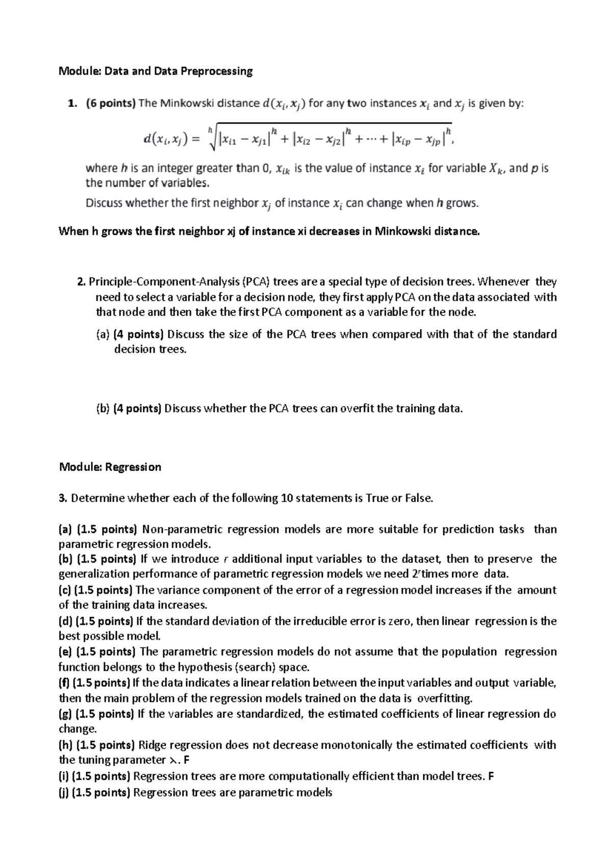 Data Mining 2020 Final Exam - Online Version Notes and Insights ...
