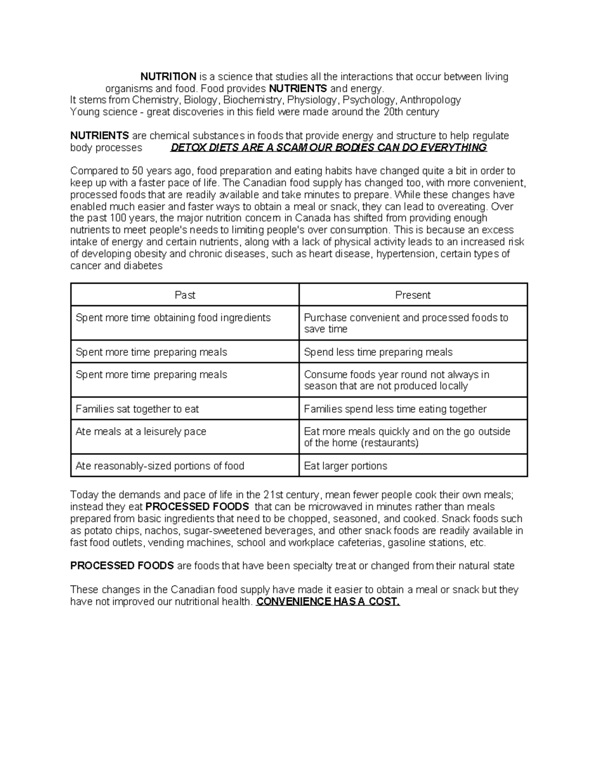 NUT 1304 - Module 1 Notes - NUTRITION is a science that studies all the ...