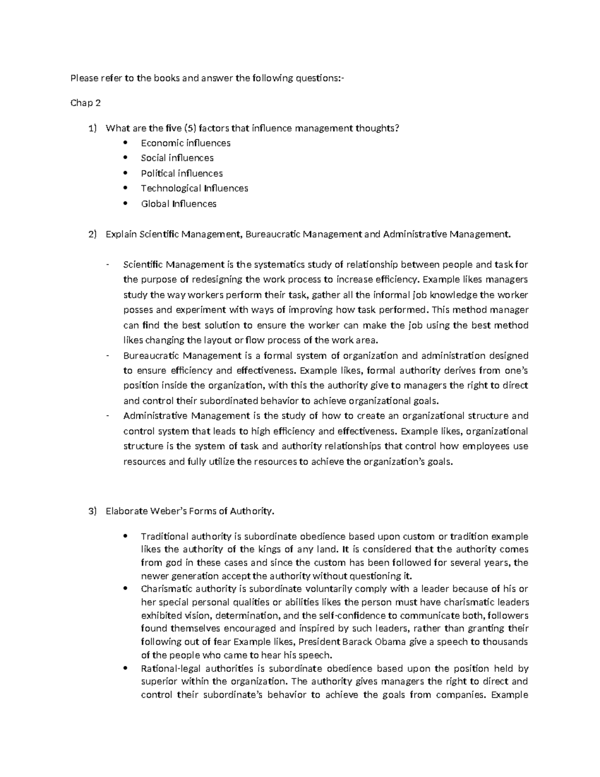 Blended 2 - chap 2 - practice exercise for Chapter 2 in Management ...