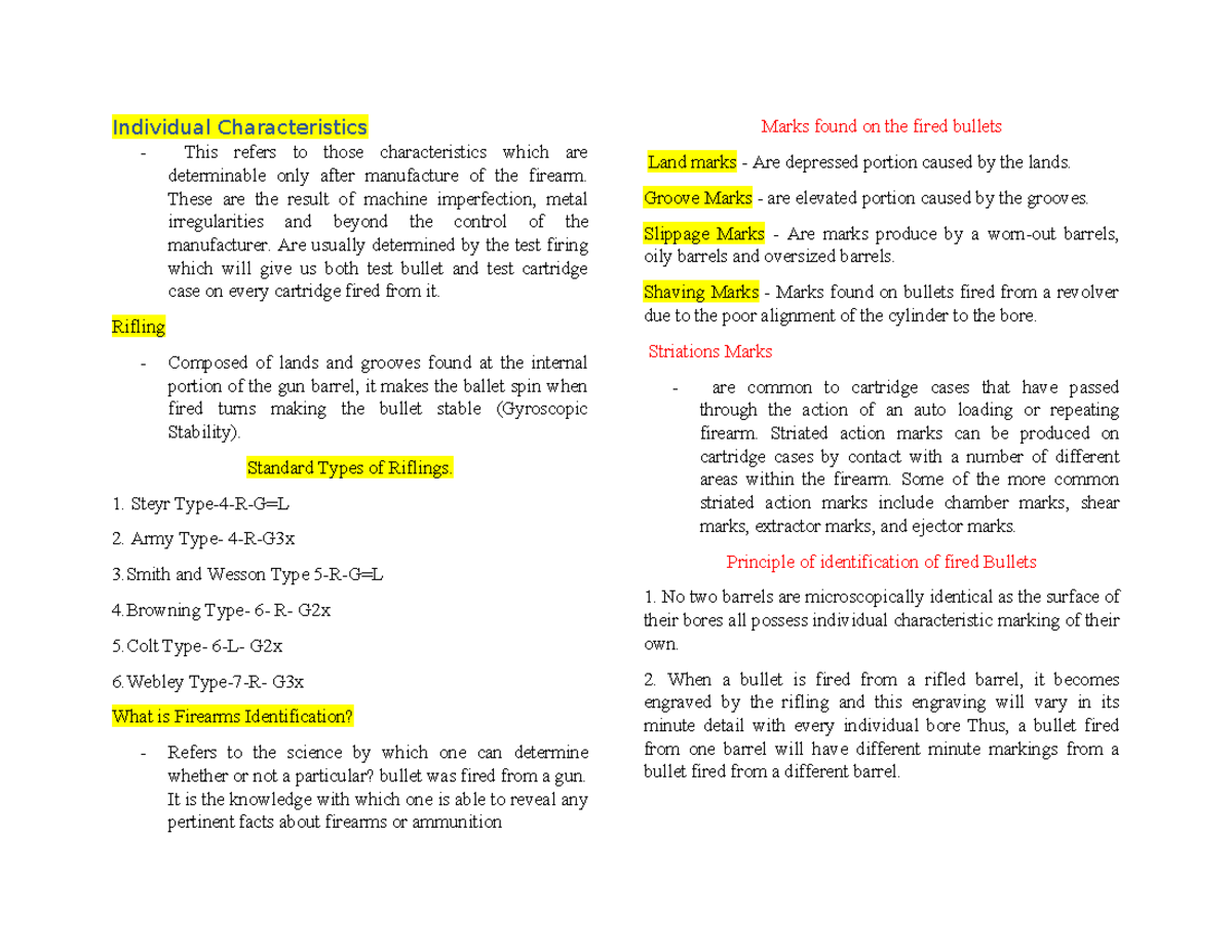 Ballistics - Individual Characteristics and Identification of Firearms ...