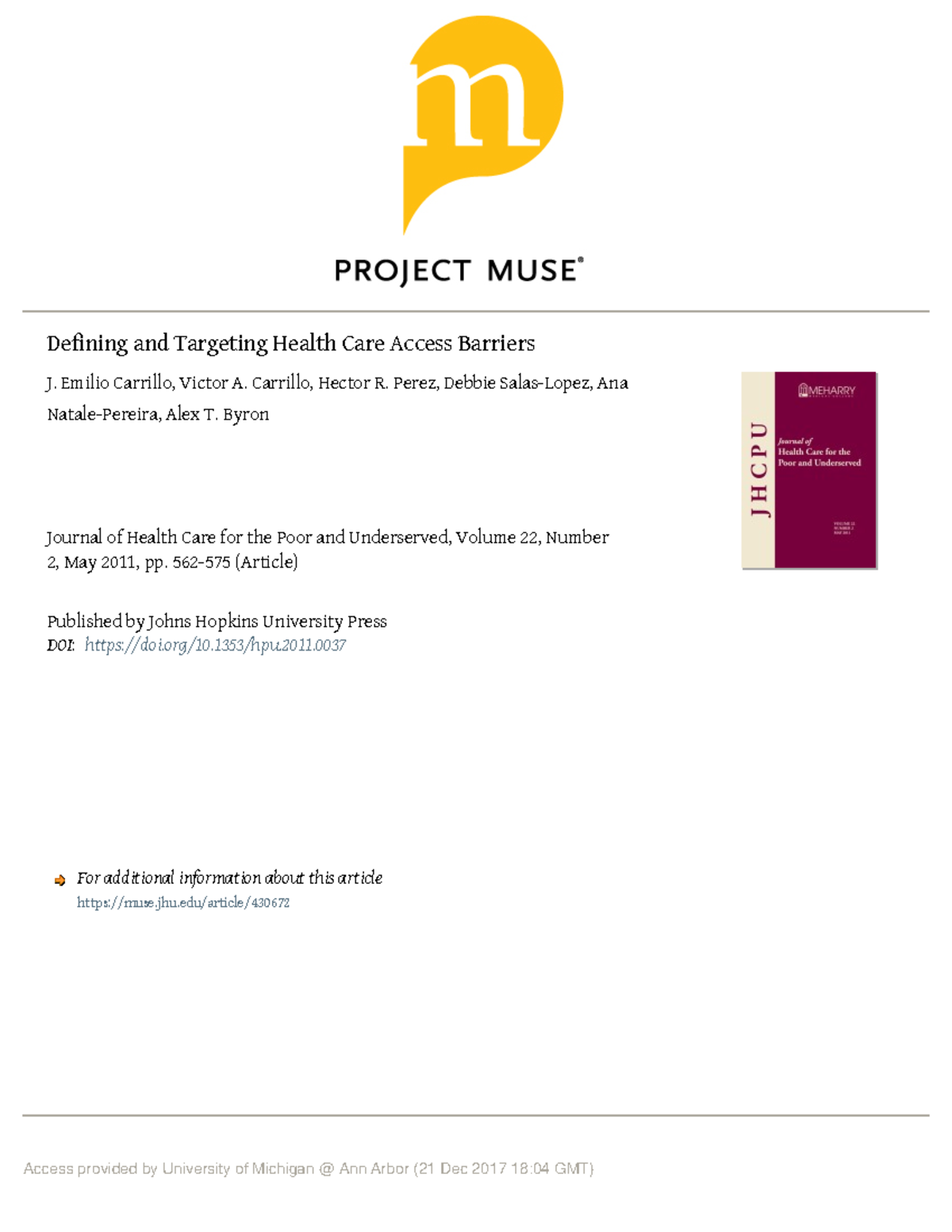 Defining and Targeting Health Care Access Barriers (HCAB Model) - Studocu