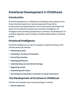 Emotional Development - Study Notes & Assignments - Studocu