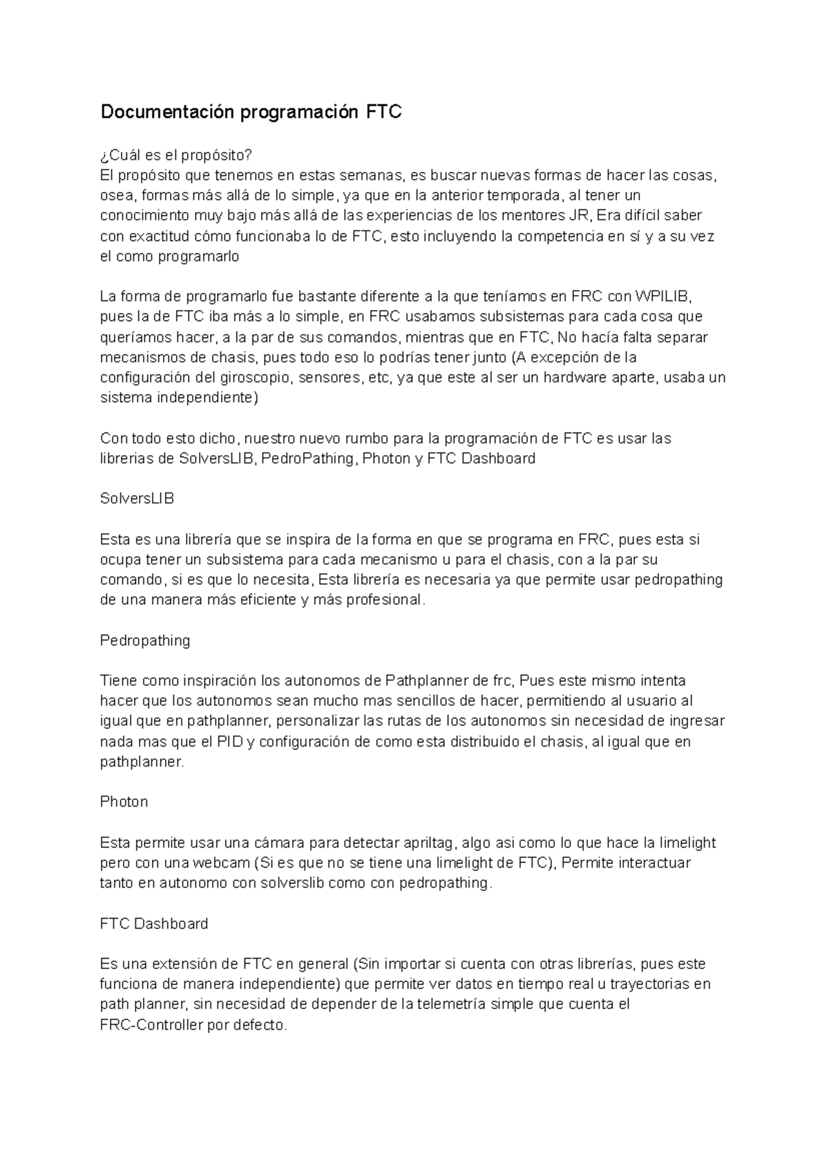 Documentación sobre Programación FTC: Nuevas Estrategias y Librerías ...
