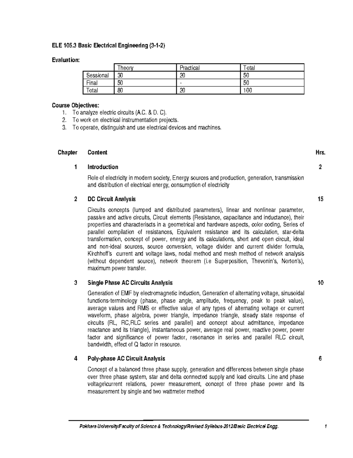 POKHARA UNIVERSITY SYLLABUS COMPUTER ENGINEERING visual data 6
