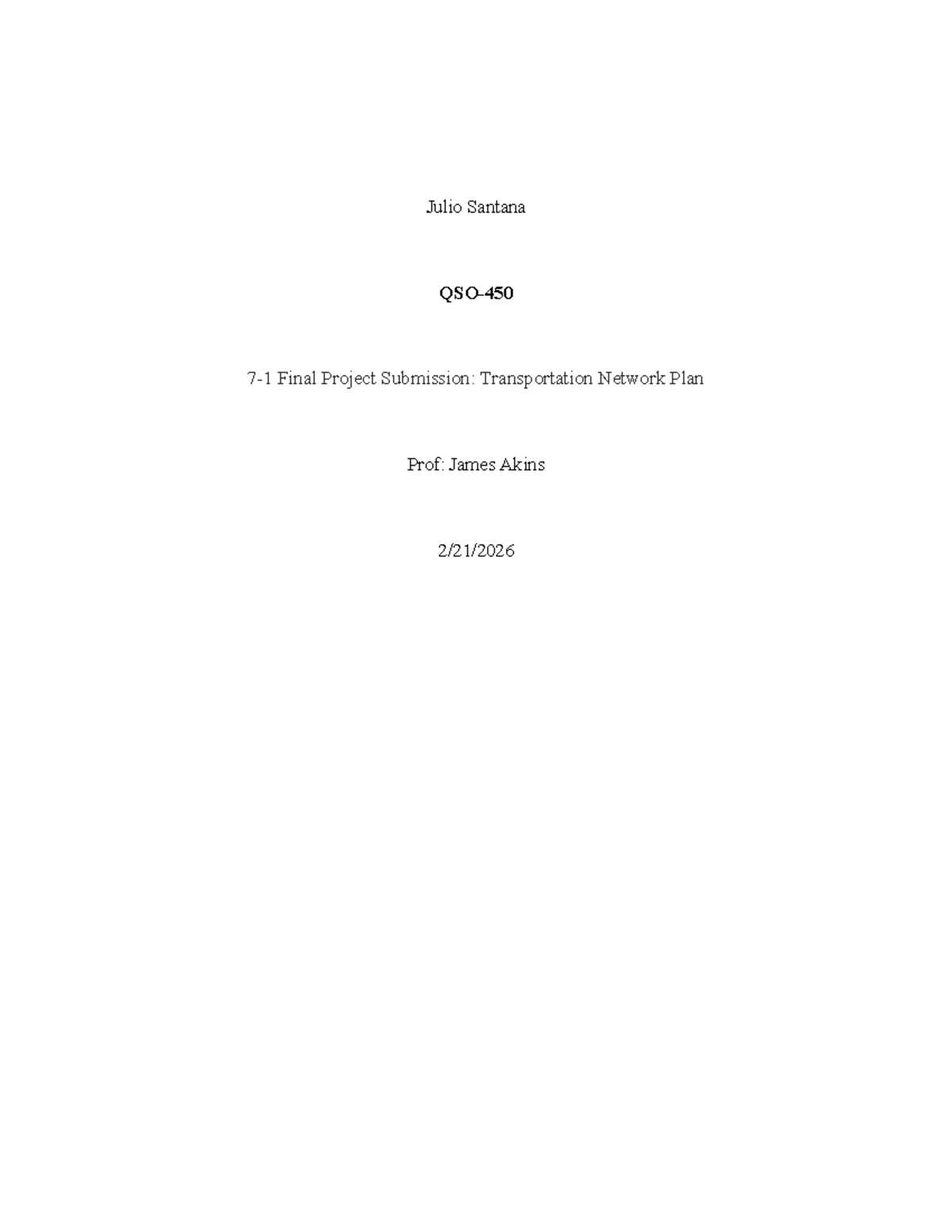 7-1 Final Project Submission: Revised Transportation Network Plan - Studocu