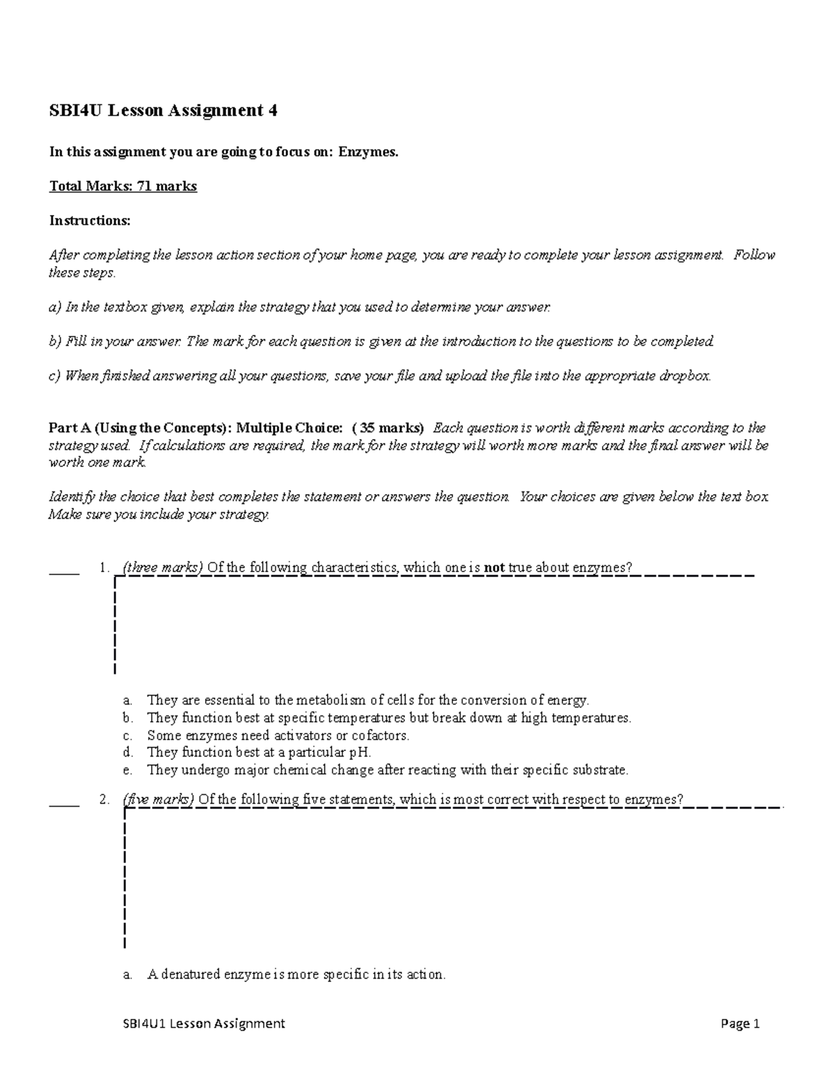 SBI4U Lesson Assignment 4 (docx) - SBI4U Lesson Assignment 4 In this ...