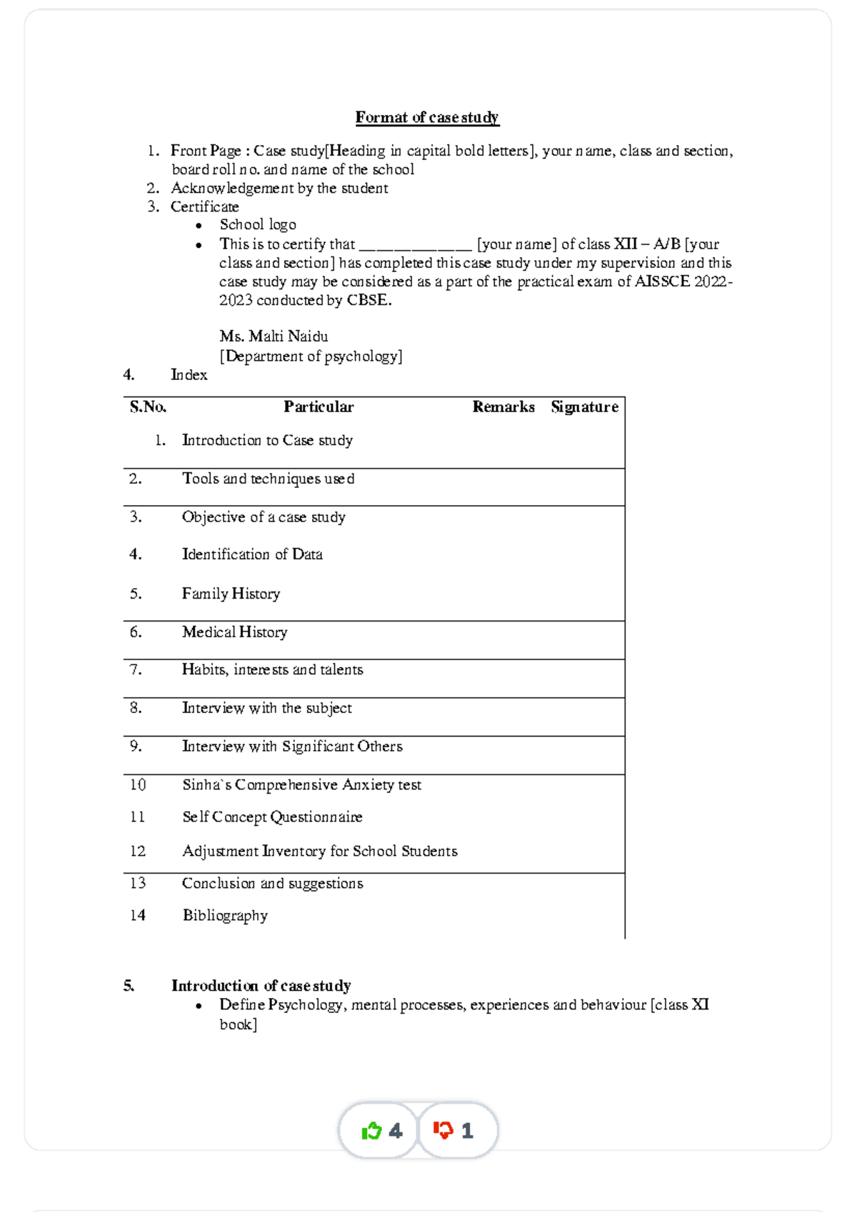 Format-of-Case Profile - Format of case study 1. Front Page : Case ...