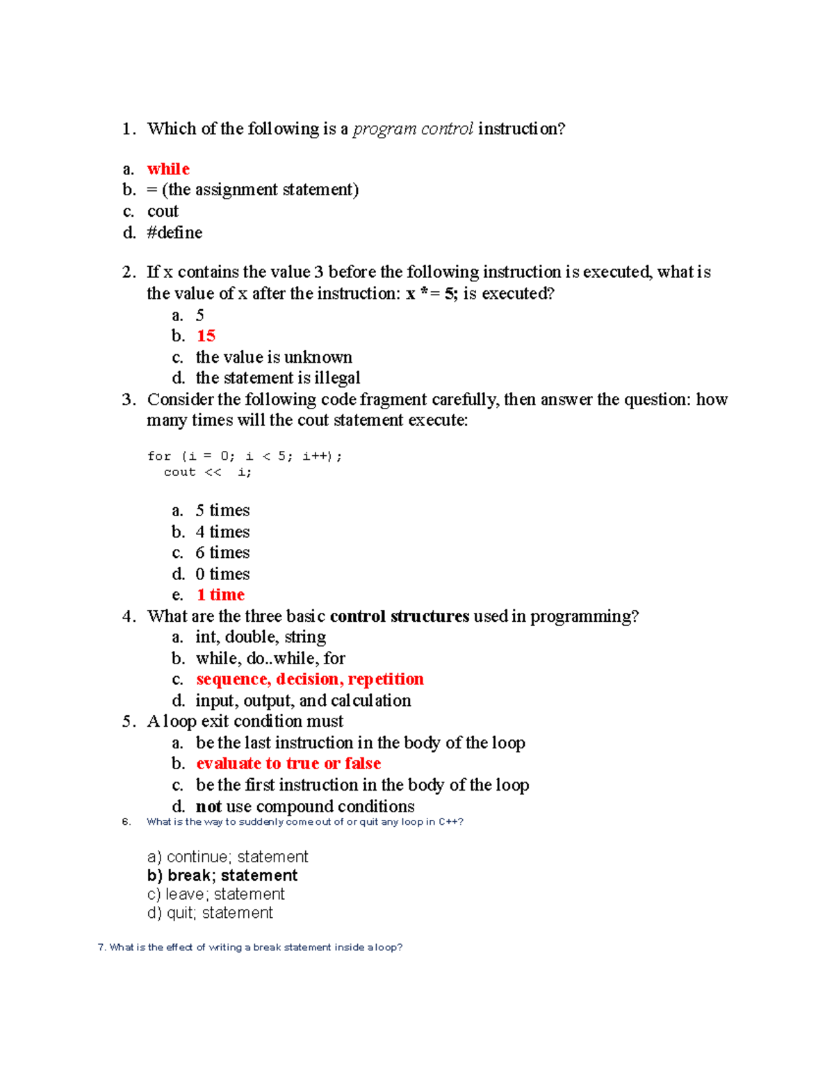 C++ MIDTERM EXAM: Control Structures & Looping Mechanics - Studocu