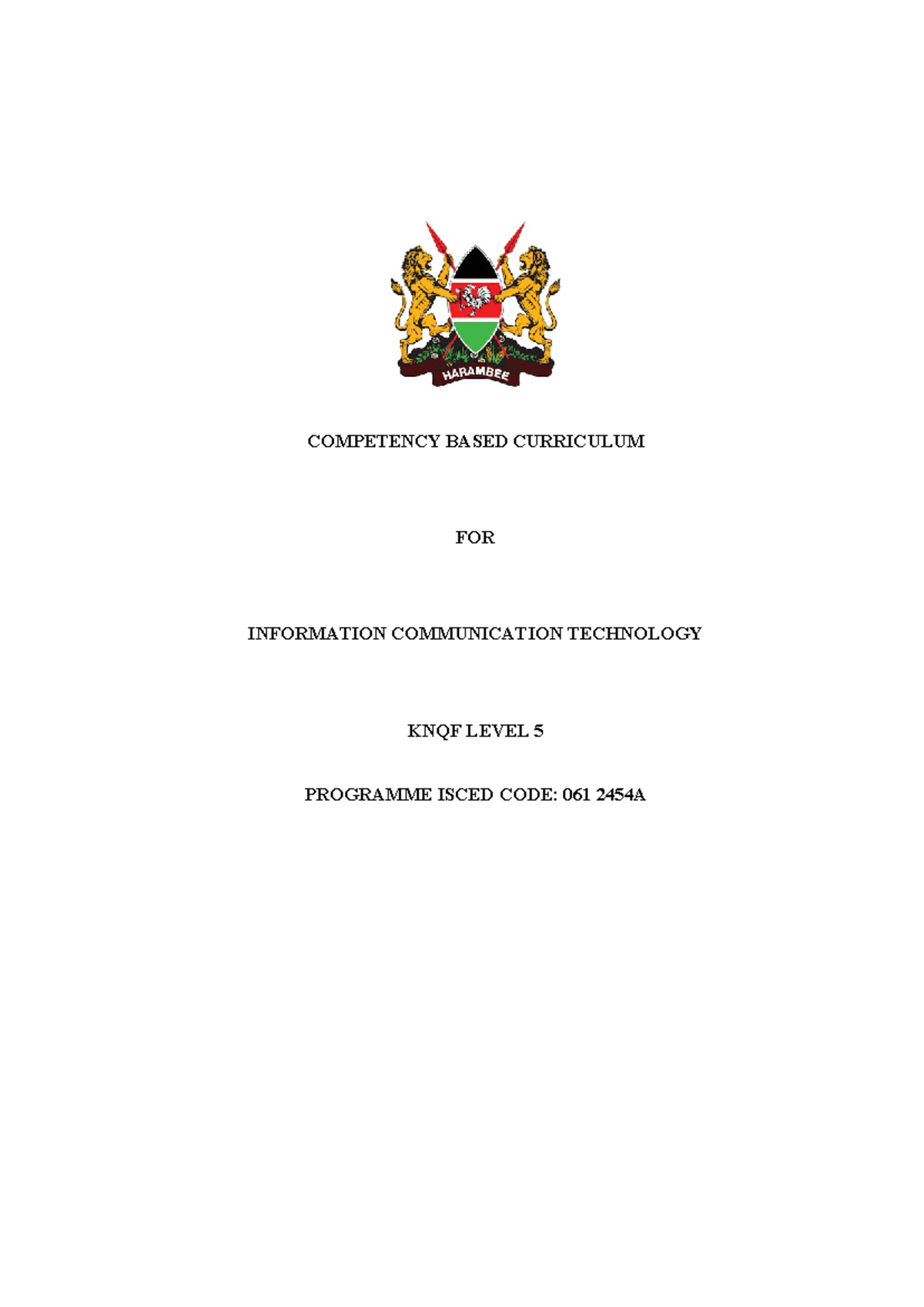 Competency-Based ICT Technician Curriculum - KNQF Level 5 Guide - Studocu