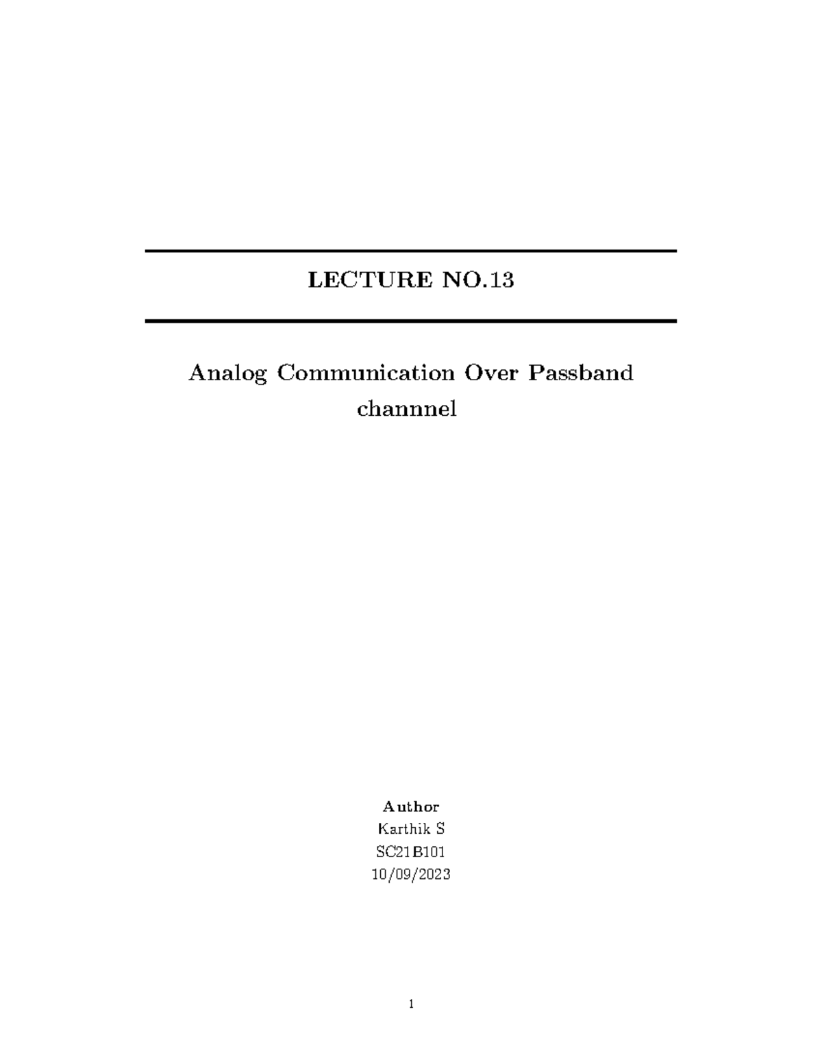 Analog Communication Over Passband - Lecture 13 SC21B101 by Karthik S ...