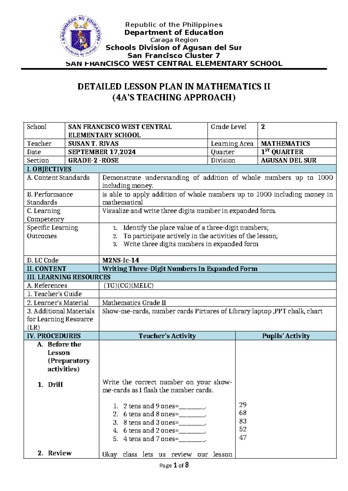 Detailed Lesson Plan in Mathematics II (MATH-2-1ST QTR) - Studocu
