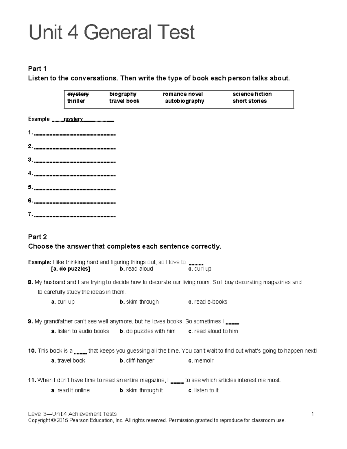 Unit 4 General Test - Top Notch 3 Practice Exam - Studocu