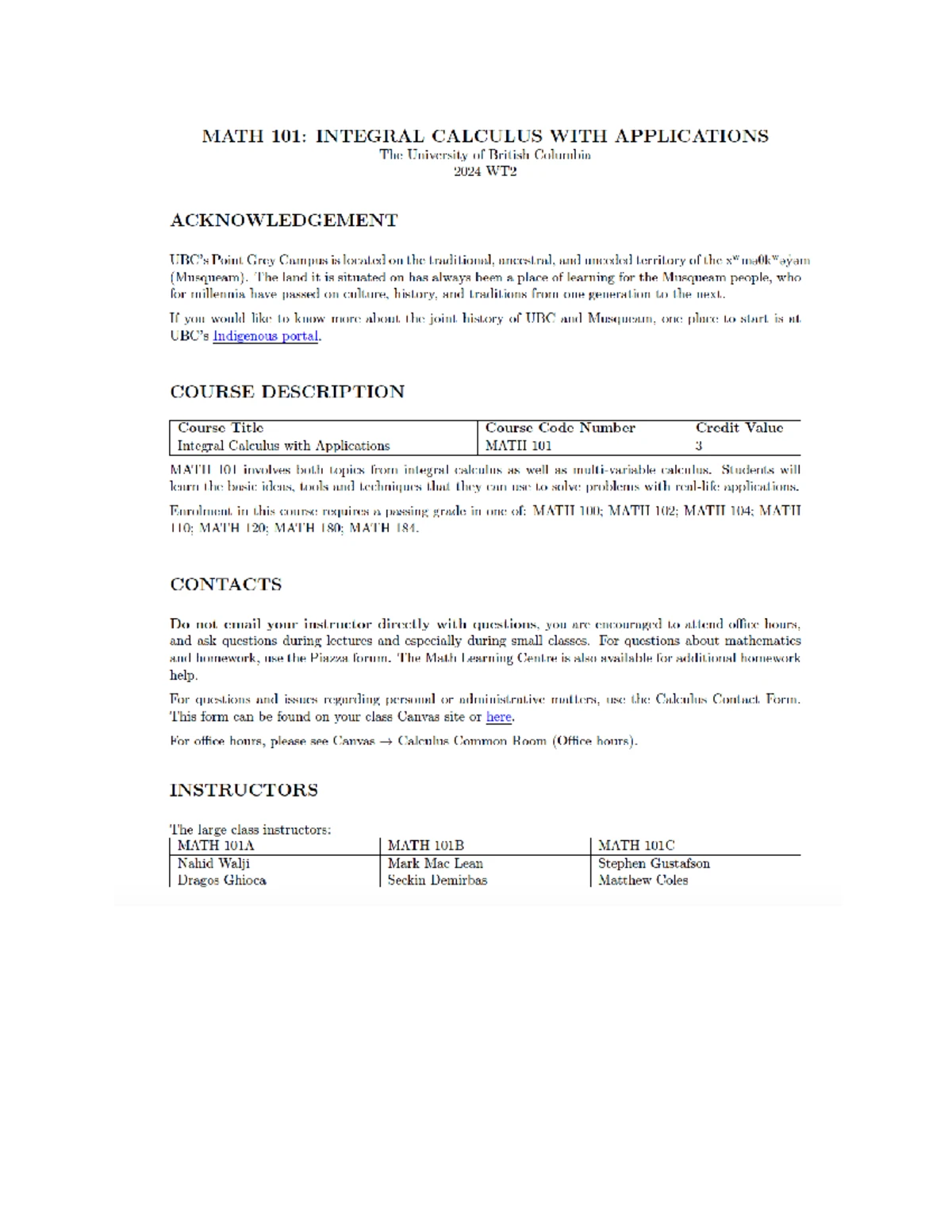 MATH100 checklist - Here's the course outline and syllabus for Math 100 ...