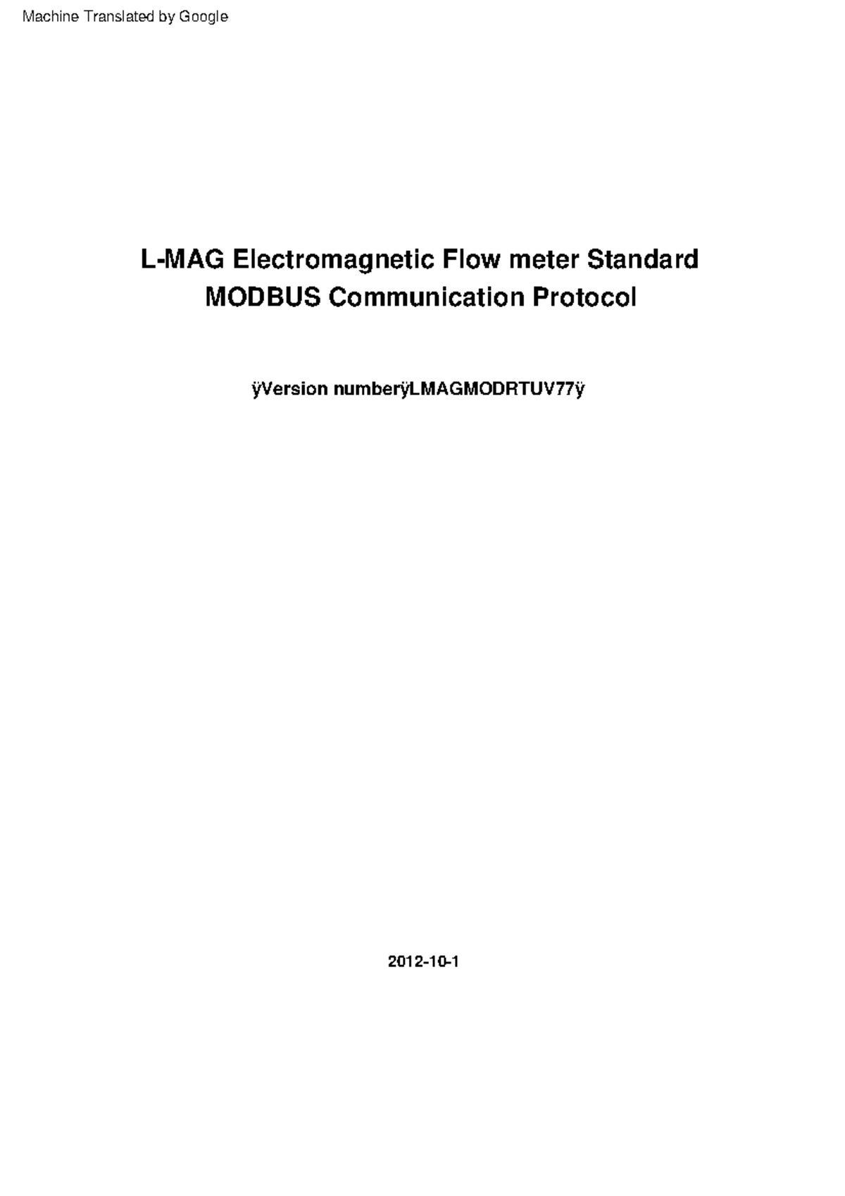 Electromagnetic Flow Meter MODBUS Communication Protocol Overview - Studocu