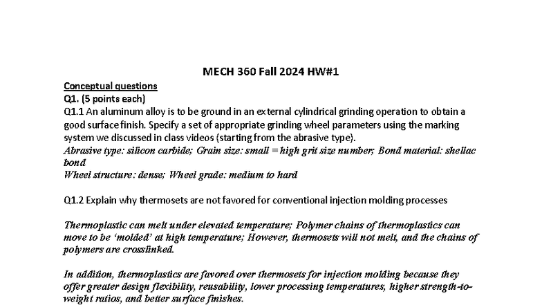 MECH 360 Fall 2024 Homework 1 Solutions and Conceptual Questions - Studocu
