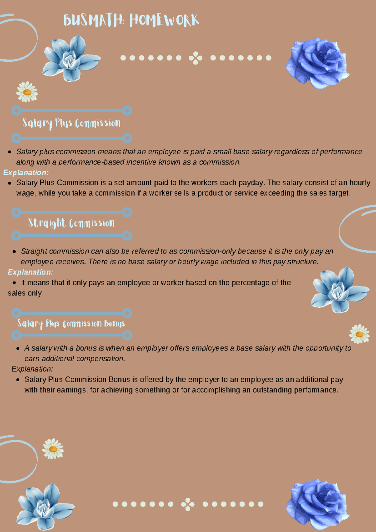 Different Types of Commissions in BUSMATH: Homework Analysis - Studocu