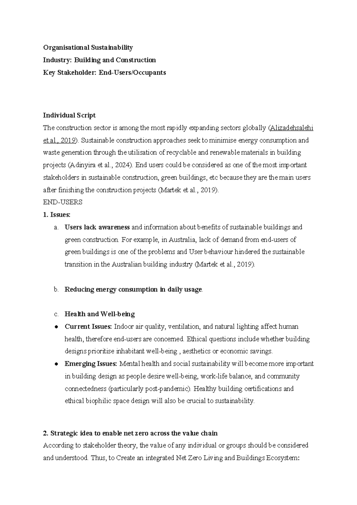 Organisational Sustainability in Construction: Key Stakeholder Insights ...