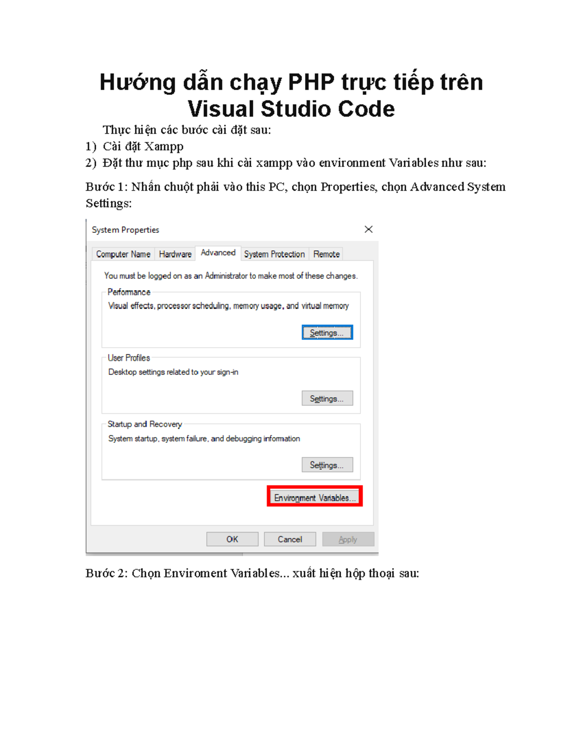Hướng dẫn cài đặt PHP trên Visual Studio Code cho sinh viên - Studocu