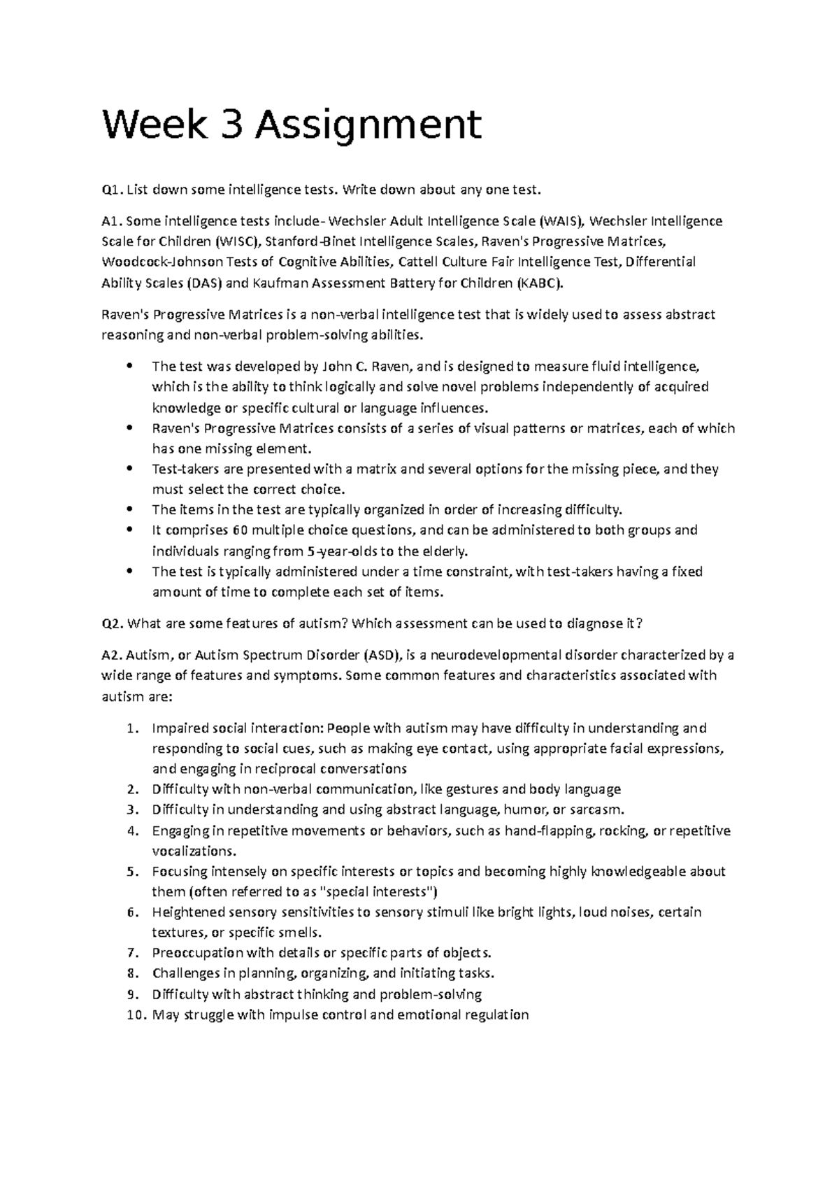 Week 3 Assignment - Overview on Child Psychopathology and Interventions ...