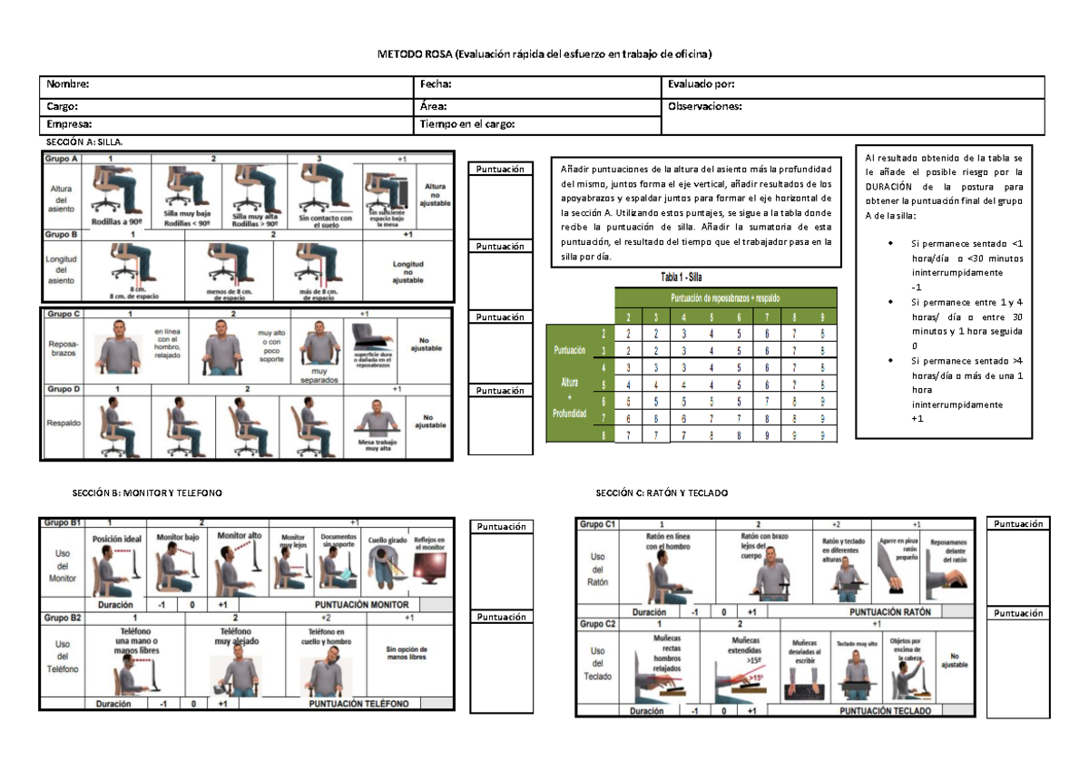 Método ROSA - METODO DE EVALUACION ERGONOMICO PARA TRABAJADORES DE ...