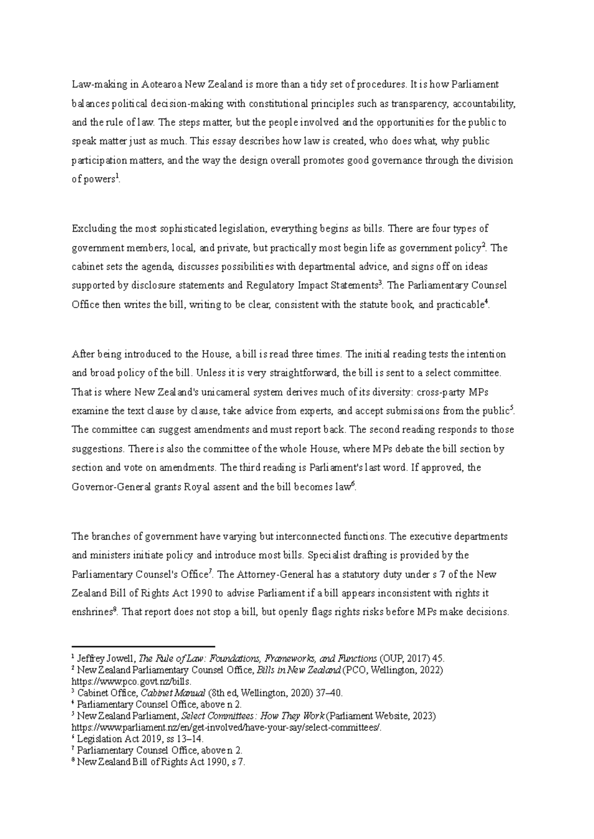 106 Essay: The Role of Public Participation in New Zealand Legislation ...