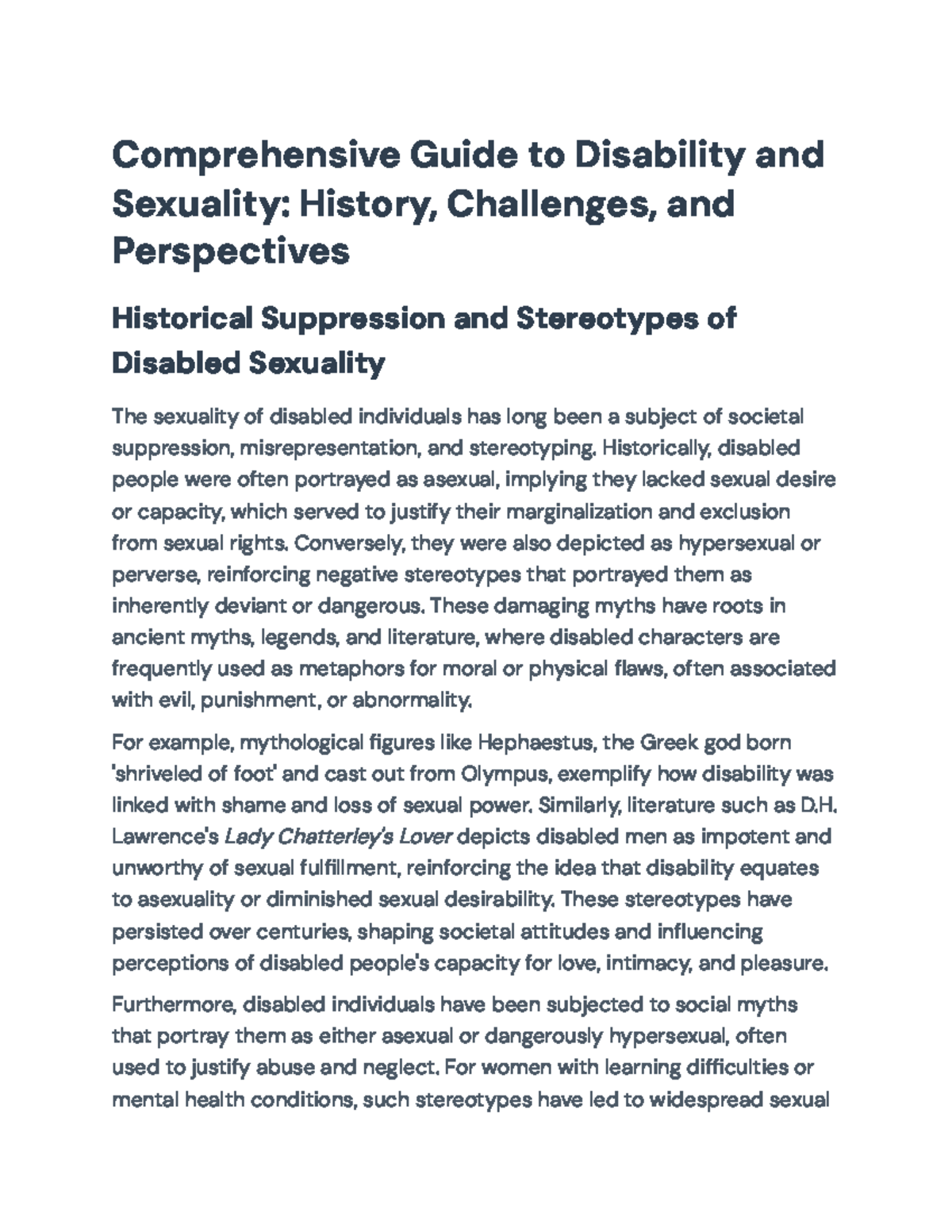 Comprehensive Guide to Disability and Sexuality: Challenges ...