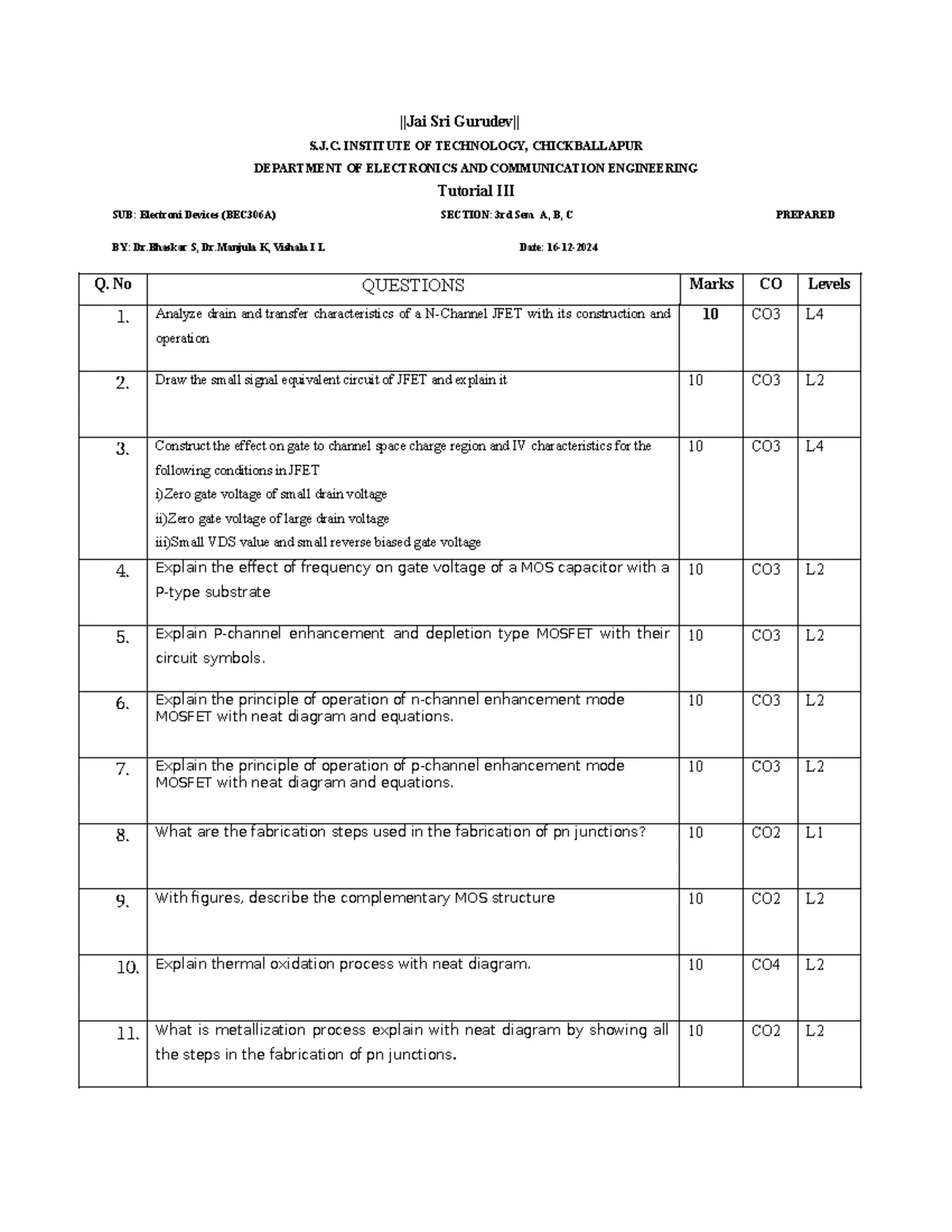 BEC304 M1 - Practice material - Module- 1 Basic Concepts Charge: Two ...