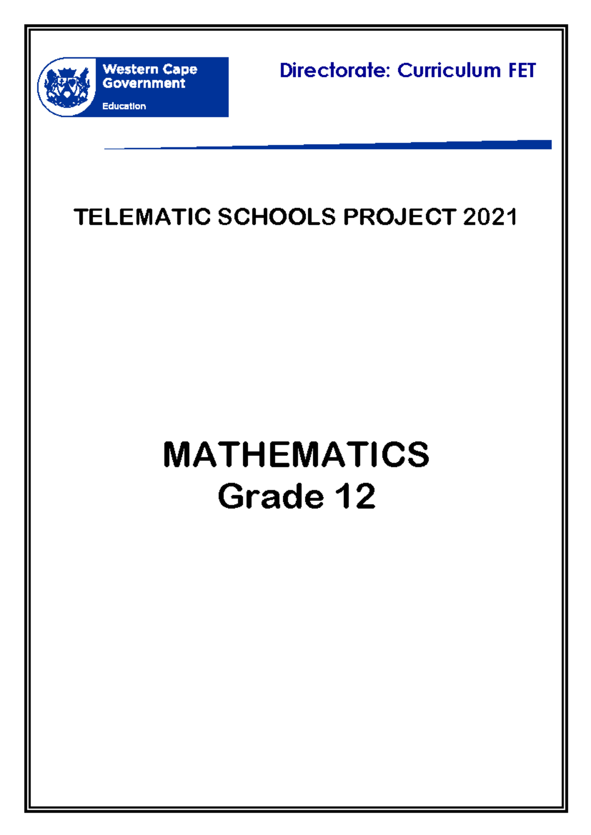 2021 Gr12 Mathematics Workbook: Telematics Learner Material - Studocu