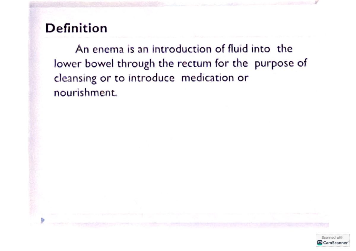 Enema Types and Uses - Summary for BS Psychology Students - Studocu