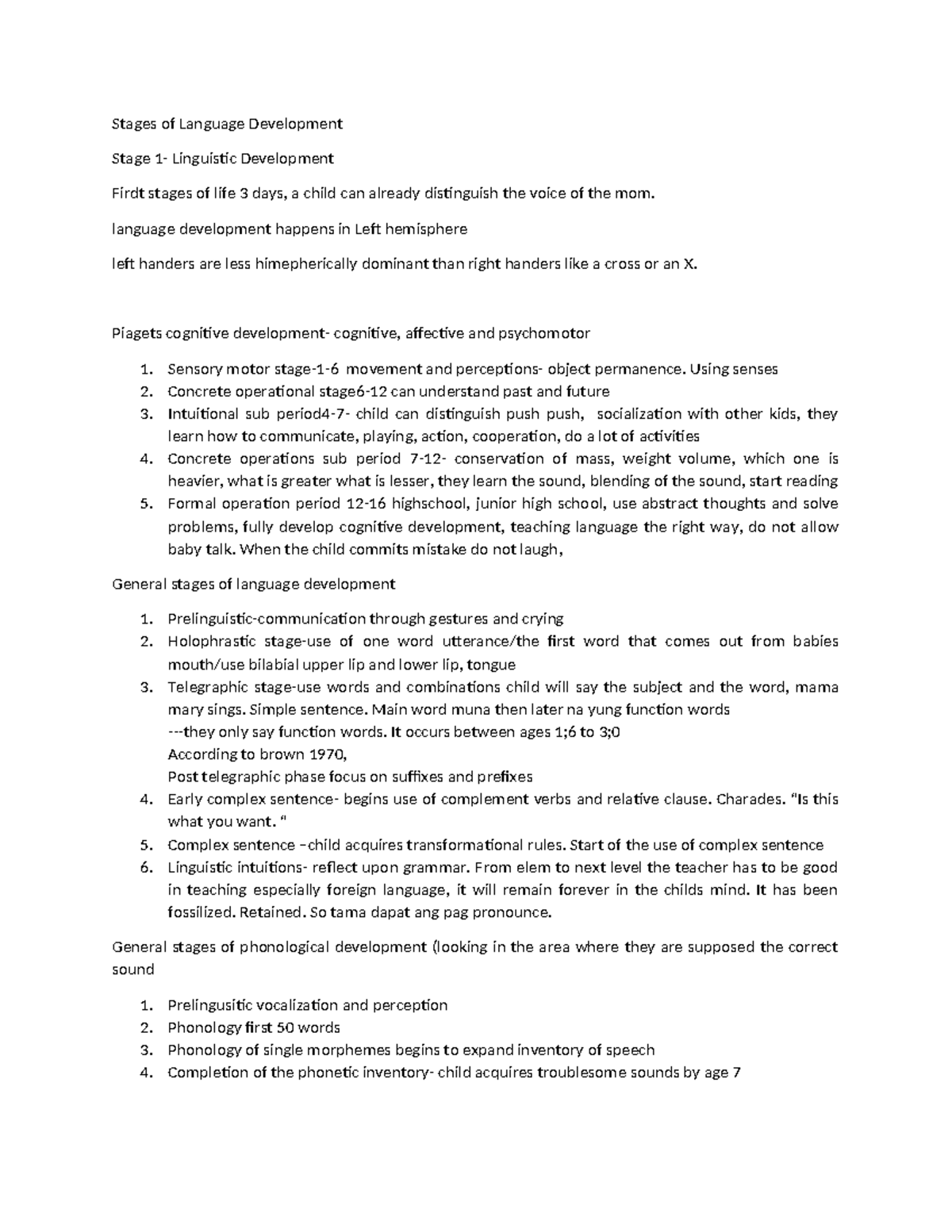 ENG 301 - Stages of Language Development: Key Insights and Notes - Studocu