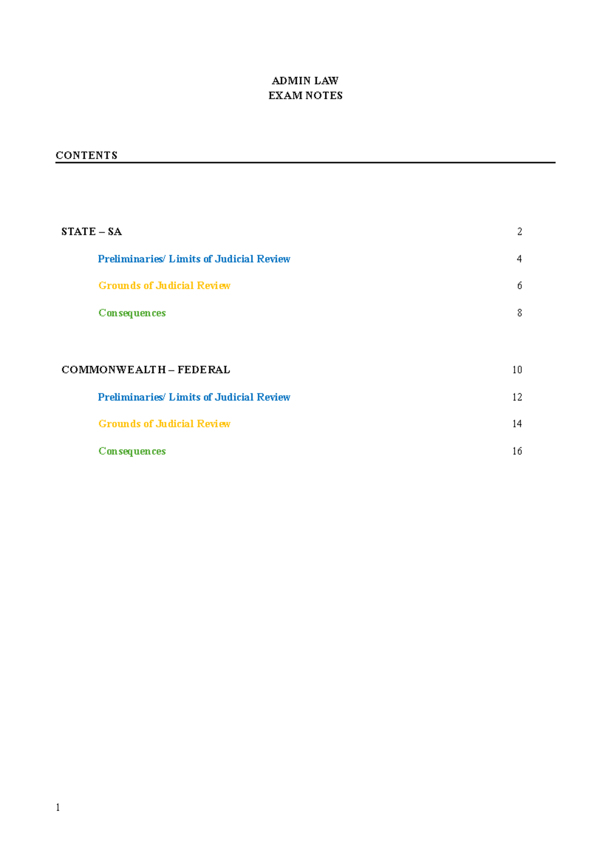 Admin Law Exam Notes: Key Concepts & Grounds of Judicial Review - Studocu