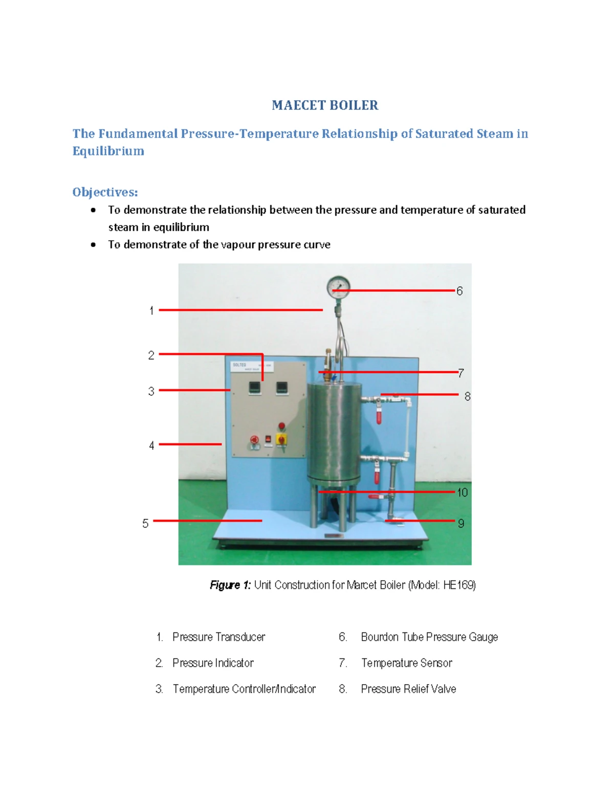 Lab 1 - Marcet Boiler Lab Report - DEPARTMENT OF MECHANICAL ENGINEERING ...