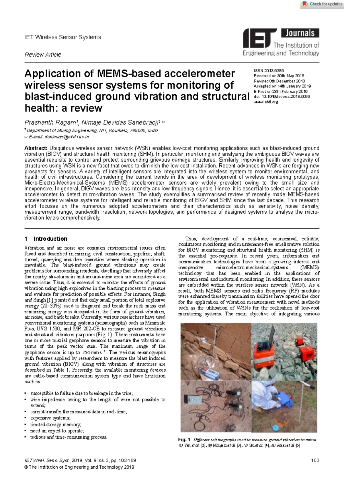 IET Wireless Sensor Systems Review: MEMS Accelerometer Applications for ...