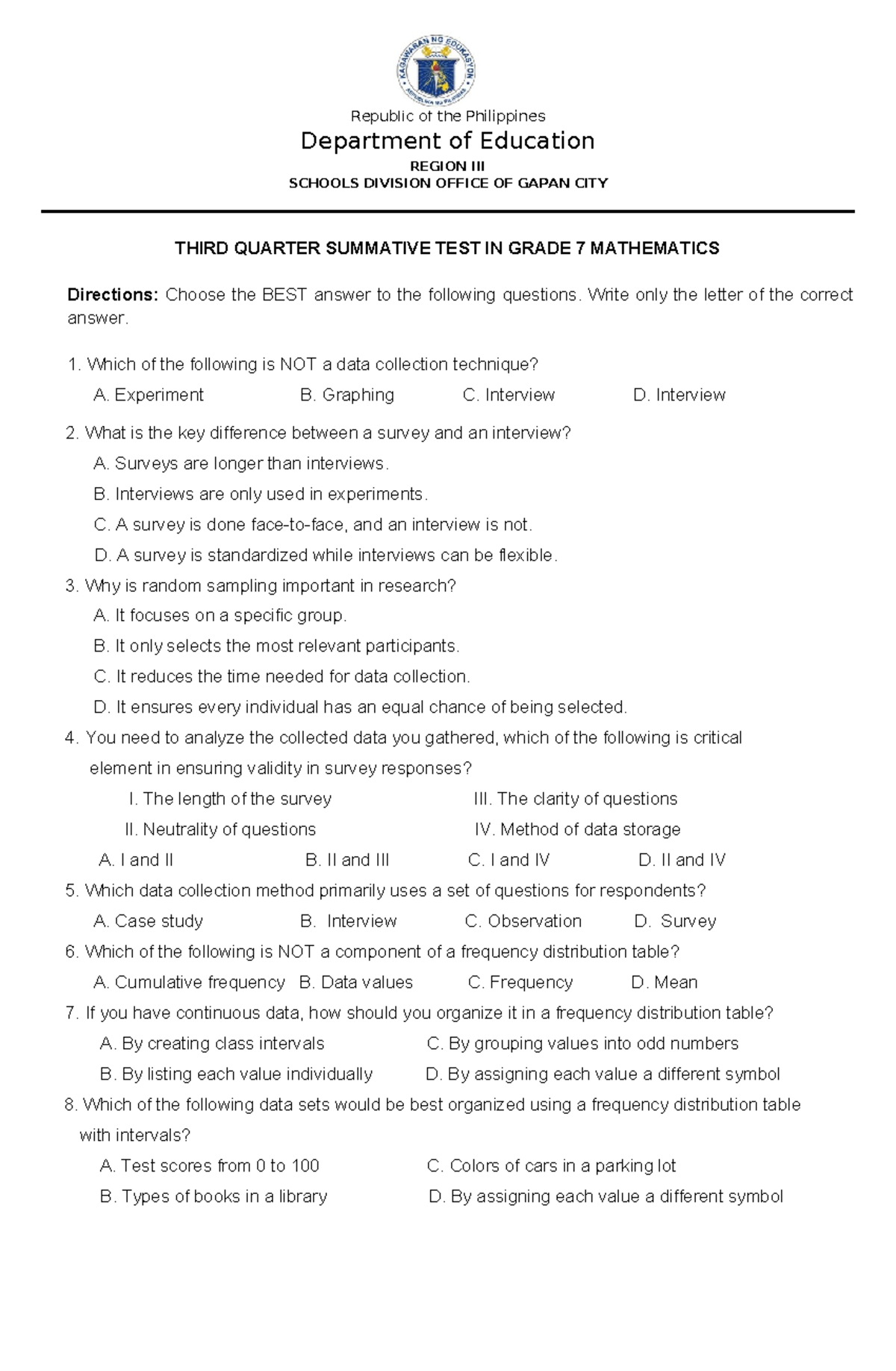 Quarter 3 Summative Test Final COPY - Republic of the Philippines ...