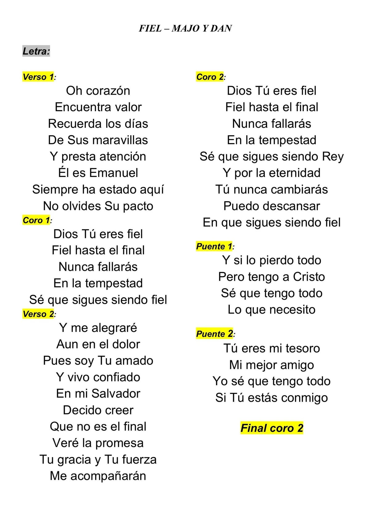 Como en el cielo - Letra y Reflexiones sobre el Espíritu - Studocu
