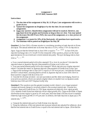 Midterm Review INTL ECON 101: Exchange Rates & Monetary Models - Studocu